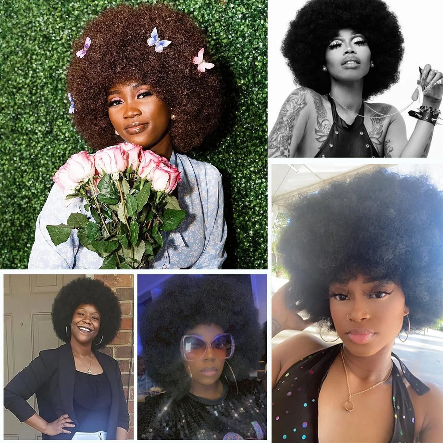 Cheap Short Fluffy Afro Curly Wigs For Women Human Hair Brazilian Hair Glueless Human Hair Afro Wigs Full Machine Made Wig Wig Queen US Store Store ID 1103587128