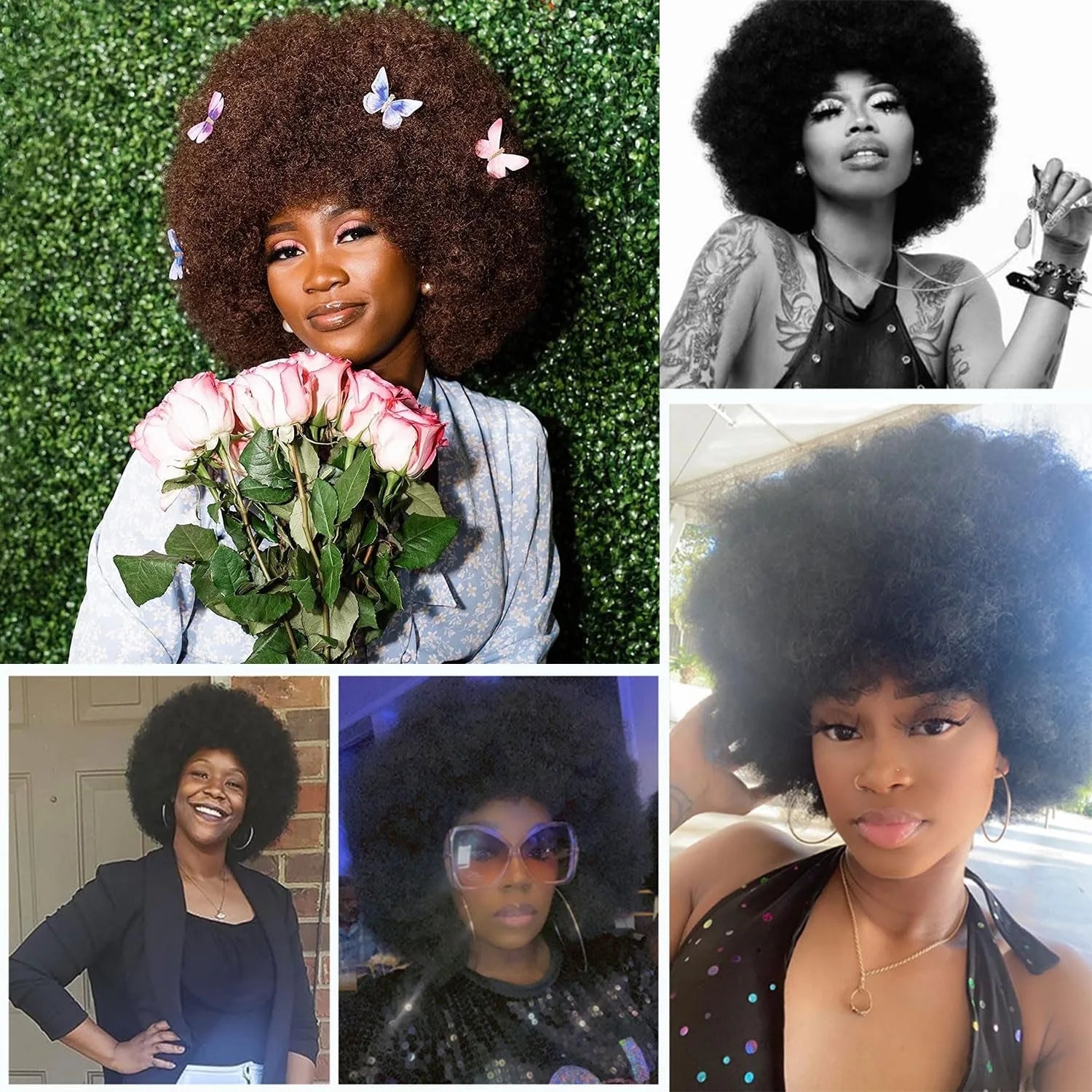 Cheap Short Fluffy Afro Curly Wigs For Women Human Hair Brazilian Hair Glueless Human Hair Afro Wigs Full Machine Made Wig Wig Queen US Store Store ID 1103587128