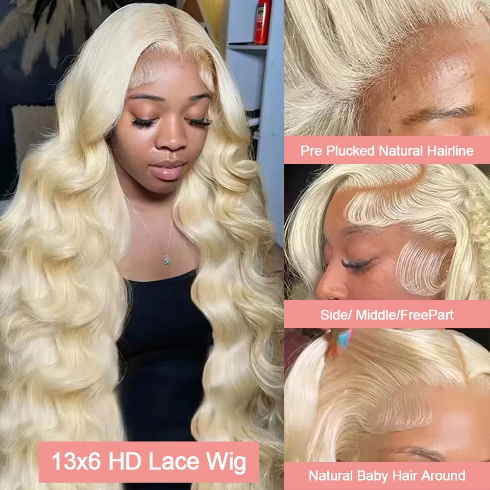 30 40 Inch 13x6 Lace Frontal Wig 613 Blonde Body Wave 13x4 Lace Front Wig Pre plucked Brazilian Human Hair Wigs 200 Density HairStar Wigs