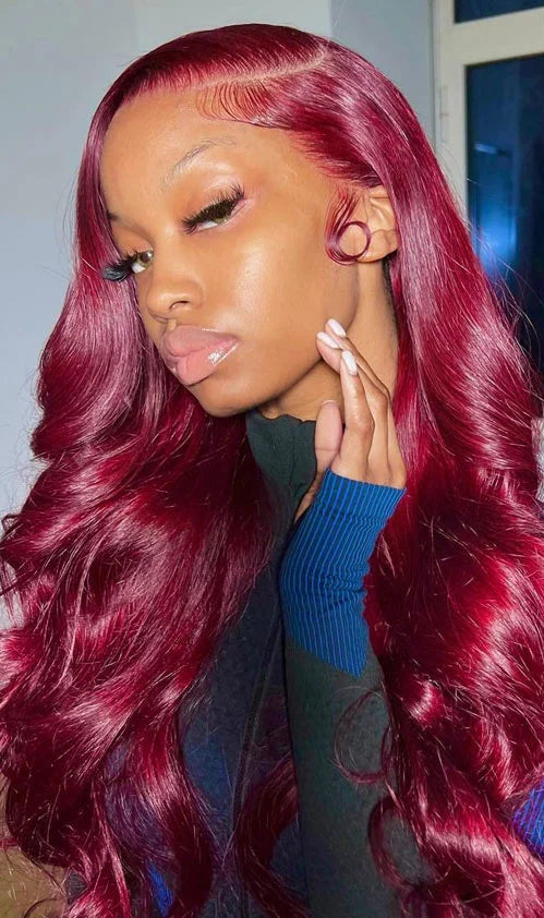 99j Burgundy Body Wave  13x4 Lace Frontal Wigs Human Hair body Wave 13x6 Lace Frontal Wigs 100% Human Hair Red Wine Colored Wig Store name Varlea US Store Store ID 1103575562