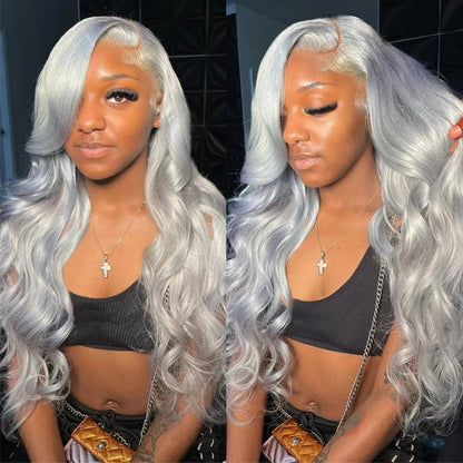 13x6 Silver Grey Body Wave Lace Front Human Hair Wigs Pre Plucked 613 HD Frontal Wigs Brazilian Cosplay Colored Human Hair Wig Fiquetel US Store Store no.: 1104072973