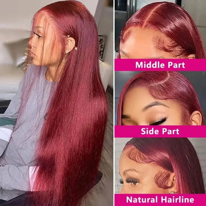 99J Burgundy Straight Human Hair Wig 99J 13x6 HD Lace Frontal Human Hair Wig 46 Inches 200 Density Human Hair Wigs For Women Store name Ainmeys Store Store ID 1104236079