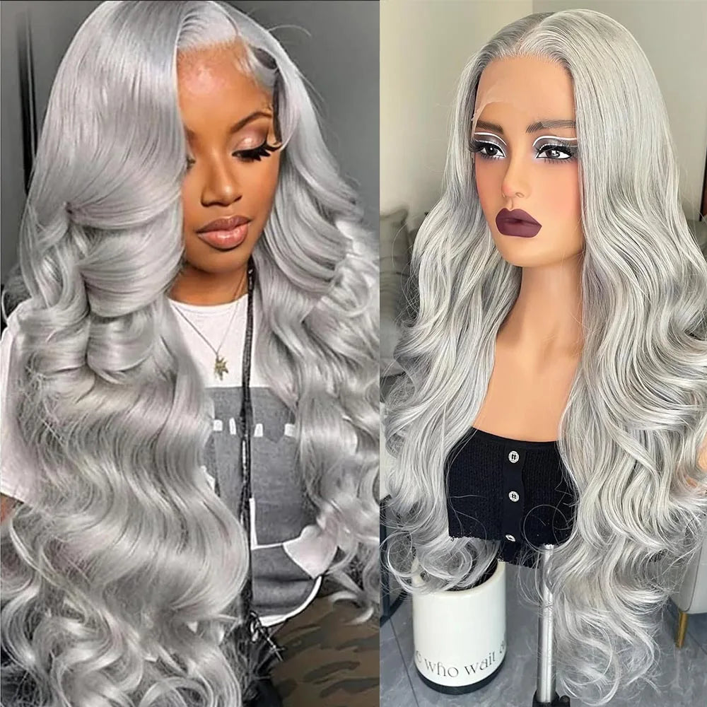 13x6 Silver Grey Body Wave Lace Front Human Hair Wigs Pre Plucked 613 HD Frontal Wigs Brazilian Cosplay Colored Human Hair Wig Fiquetel US Store Store no.: 1104072973