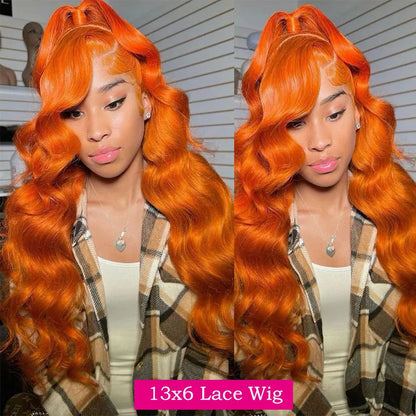 Orange Ginger Lace Front Wigs Human Hair Body Wave 13x6 HD Lace Frontal Wig Colored Brazilian Hair Wig 13x4 Transparent Lace Wig HEYJU Hair US Store Store ID 1103597371