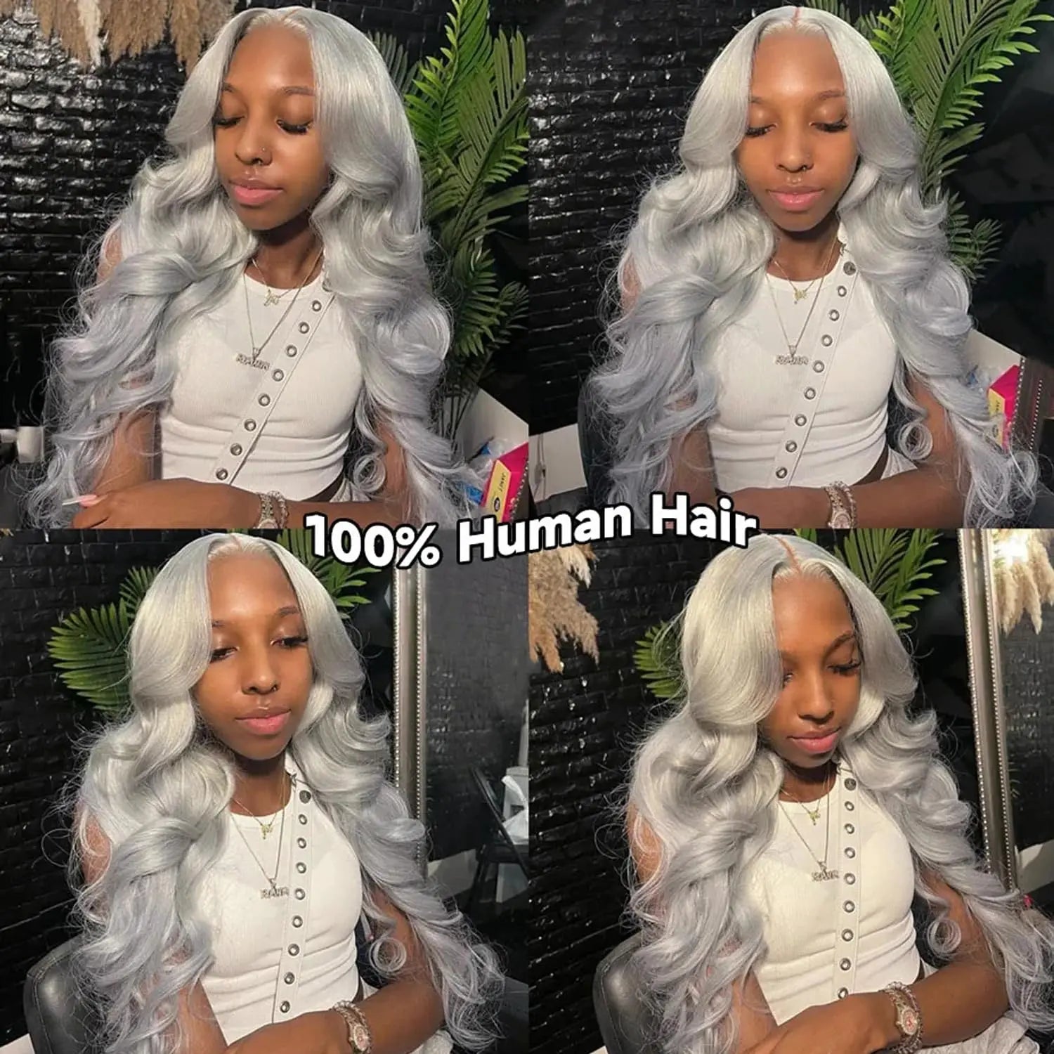 13x6 Silver Grey Body Wave Lace Front Human Hair Wigs Pre Plucked 613 HD Frontal Wigs Brazilian Cosplay Colored Human Hair Wig Fiquetel US Store Store no.: 1104072973