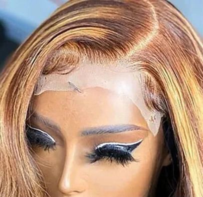 13x4 Hd Transparent Lace Front Wig Colored Highlight Human Hair Wigs For Women Brazilian Body Wave 4/27 Blonde Pre Plucked Wigs Wig Queen US Store Store ID 1103587128