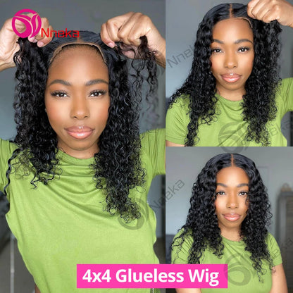 Glueless Wigs Human Hair Ready To Wear Pre Cut 4x4 5x5 Hd Lace Closure Deep Wave Curly Human Hair Wigs Brazilian Water Wave Wig Nneka Hair Store 1102997309