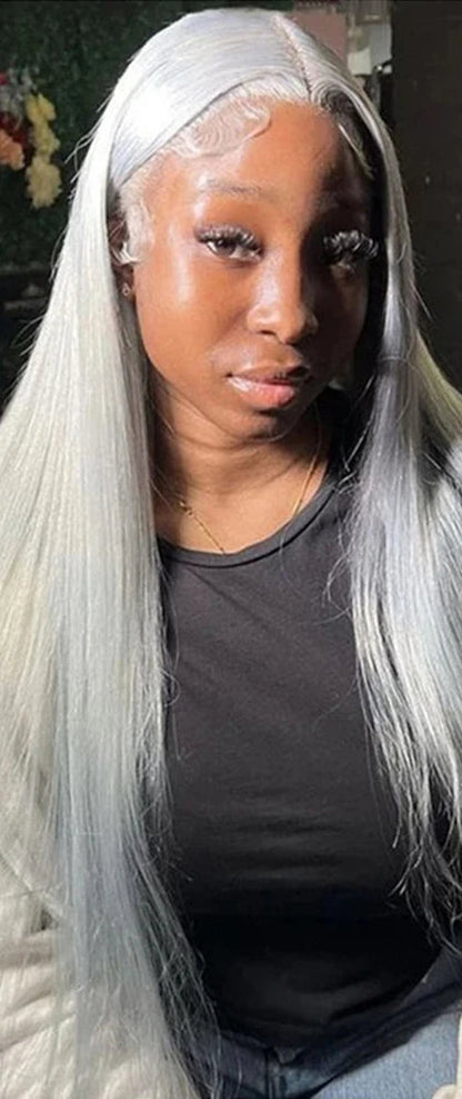 Straight Wig HD Lace – Silver Grey - 13x6 – Glacier