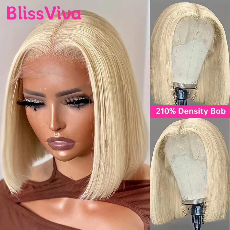 13x6 Short Bob Wigs Silver Grey Lace Front Wigs Human Hair Pre Plucked Ash Gray Blonde 613 Lace Frontal Wig Human Hair Bob Wig BlissViva Hair Store 1103372311