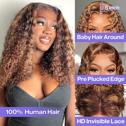 427 Highlight Bob Wig Human Hair Glueless Deep Wave Frontal Wig 5X5 Hd Lace Closure Wig Brazilian Hair Short Bob Wig 250 Density SIXQUEEN Wig Store Store ID 1104602052