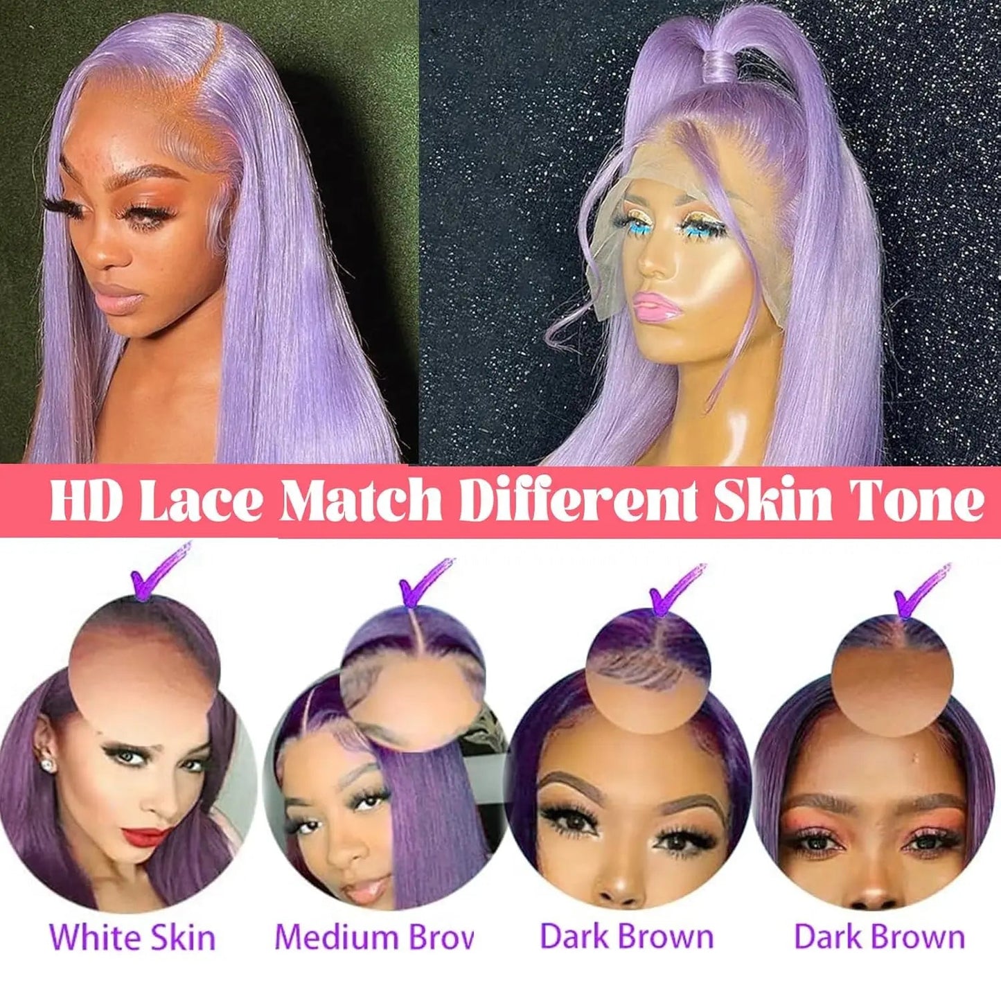 Purple Vietnamese Human Hair Wig 13X6 HD Transparent Lace Front Pre Plucked 180% 250% Density Straight 28 32 Inch Wigs For Women XINXIYA WIG US Store Store ID 1103576649