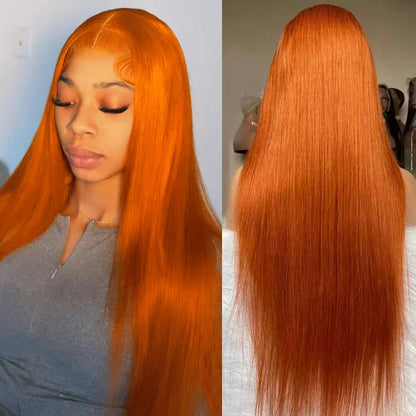 13x6 Straight Ginger Orange Lace Front Wigs Human Hair 200% Density 13x4 Transparent Lace Frontal #350 Human Hair Wig XCLS Beauty Hair Store Store ID 1104268357