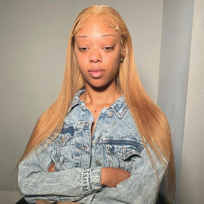 13x6 Honey Blonde HD Lace Front Human Hair Wigs Straight #27 Colored 180% HD Transparent Lace Frontal Wigs PrePlucked For Women AE SELECTED Colored Wigs Store Store ID 1103598271