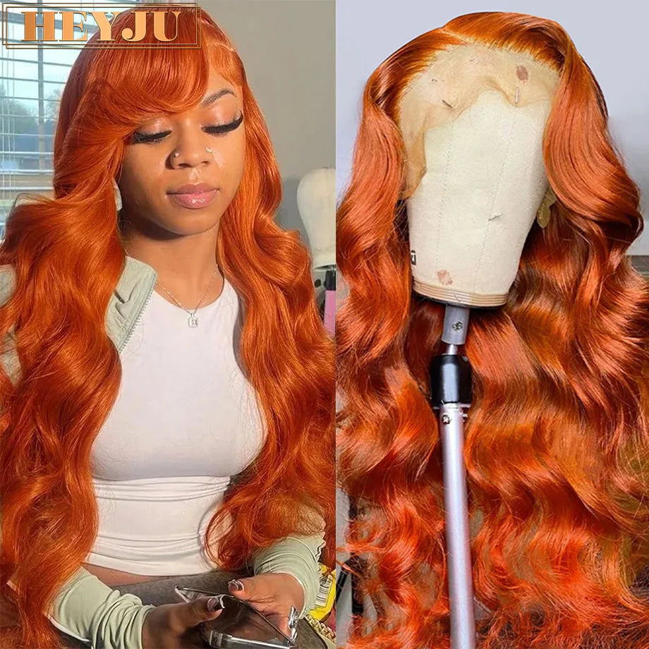 Orange Ginger Lace Front Wigs Human Hair Body Wave 13x6 HD Lace Frontal Wig Colored Brazilian Hair Wig 13x4 Transparent Lace Wig HEYJU Hair US Store Store ID 1103597371