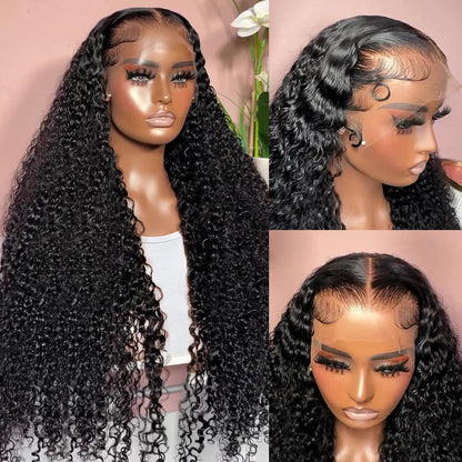 250 Density Loose Deep Wave 30 40 Inches 13x4 Transparent  Lace Front Human Hair Wigs Brazilian Water Curly Lace Frontal Wig POKER FACE Official Store 3440006