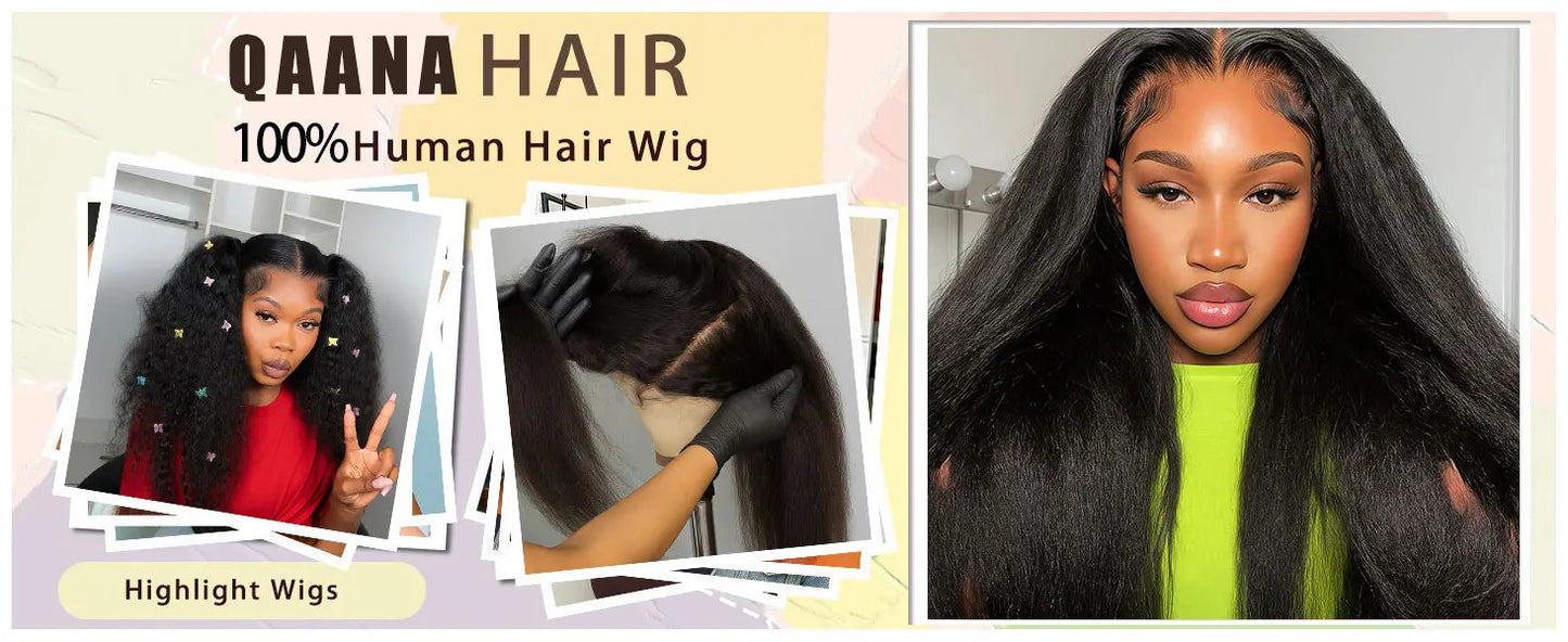 Yaki Kinky Straight 360 Full Lace Human Hair Wig with Hidden Strap Glueless Invisible Band Pre Plucked Natural Look QAANA Store Store ID 1105055089
