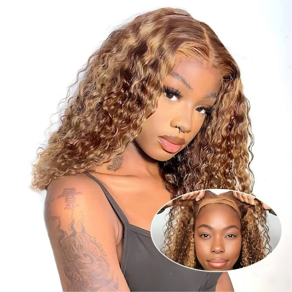 427 Highlight Bob Wig Human Hair Glueless Deep Wave Frontal Wig 5X5 Hd Lace Closure Wig Brazilian Hair Short Bob Wig 250 Density SIXQUEEN Wig Store Store ID 1104602052