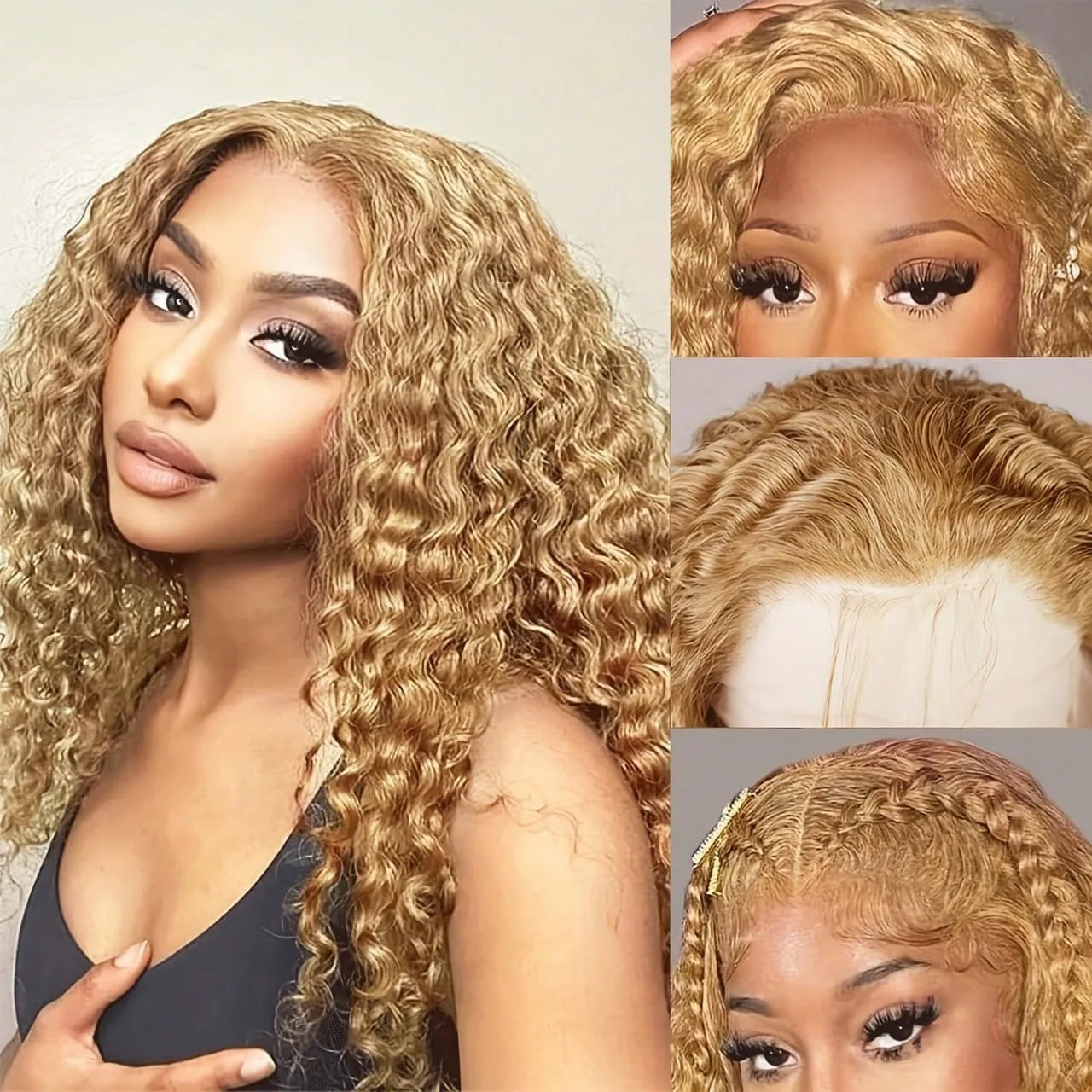 13x6 Deep Wave Lace Front Wigs Human Hair Honey Blonde HD Transparent Lace Frontal Wigs Human Hair #27 Curly Wigs Human Hair Wig HairStar Wigs