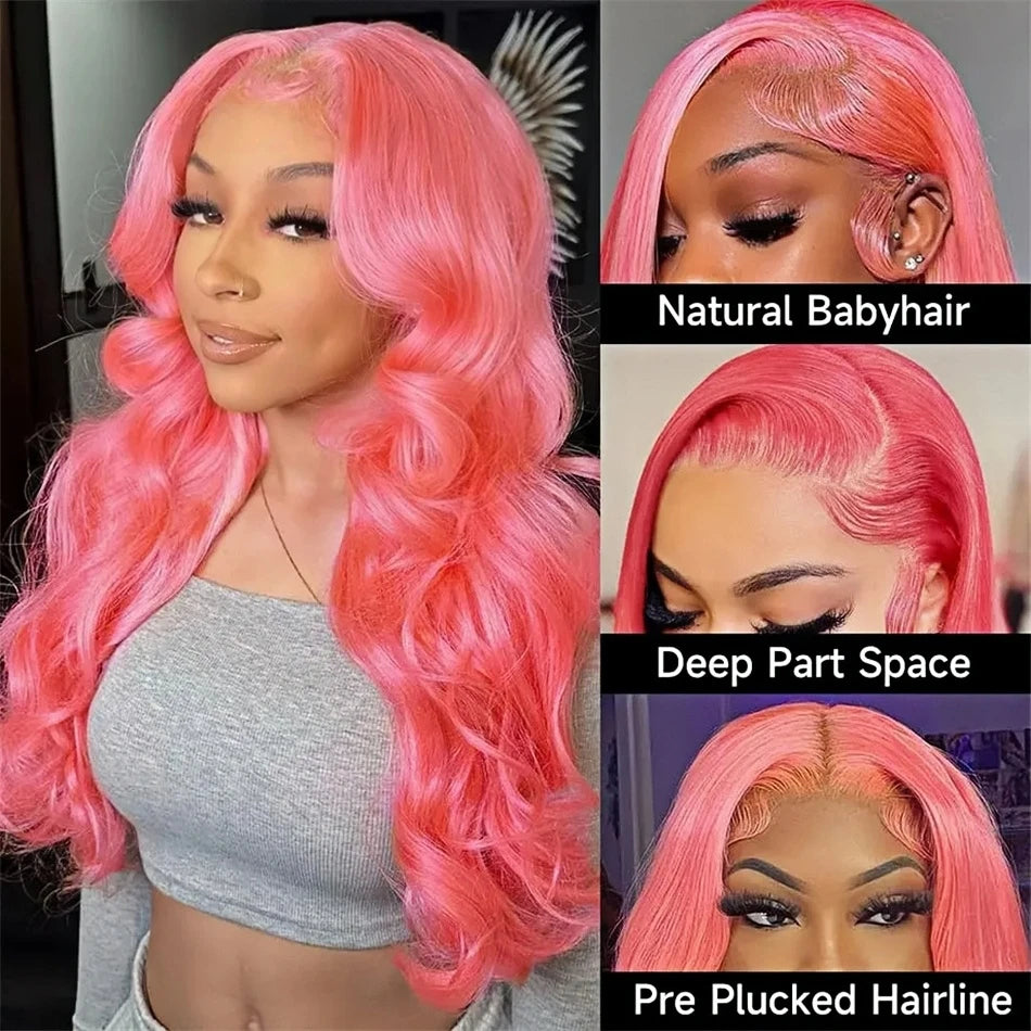 30 Inch Pink Lace Front Wig Human Hair 13x6 Water Wave Hd Lace Frontal Wig For Women Body Wave Brazilian Light Pink Colored Wigs HEYJU Hair US Store Store ID 1103597371