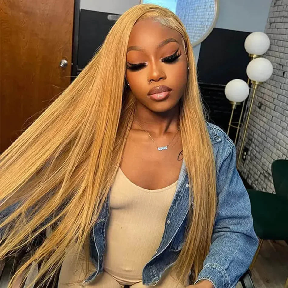 13x6 Honey Blonde HD Lace Front Human Hair Wigs Straight #27 Colored 180% HD Transparent Lace Frontal Wigs PrePlucked For Women AE SELECTED Colored Wigs Store Store ID 1103598271