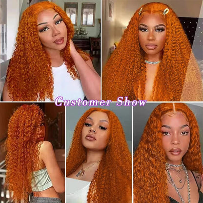 13x6 Water Wave Orange Ginger Lace Front Wig Human Hair 30 38 Inch 13x4 Deep Wave Lace Front Wigs Orange Curly Human Hair Wig Sierde Hair Store Store ID 1104033622