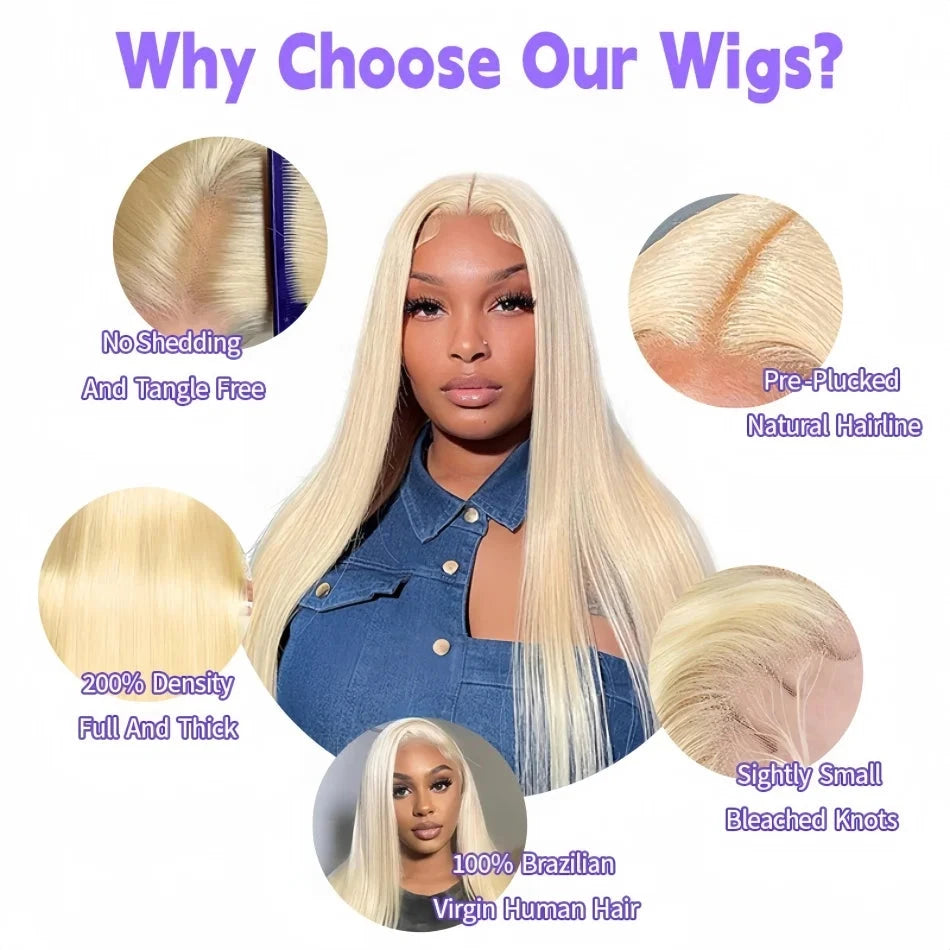 Blonde 613 hd Lace Frontal Wig 40 Inch 200 Density Straight Lace Front Wig 13x4 13x6 Honey Blonde 100% Colored Human Hair Wigs Lowell Lace Wig Store 1105062522