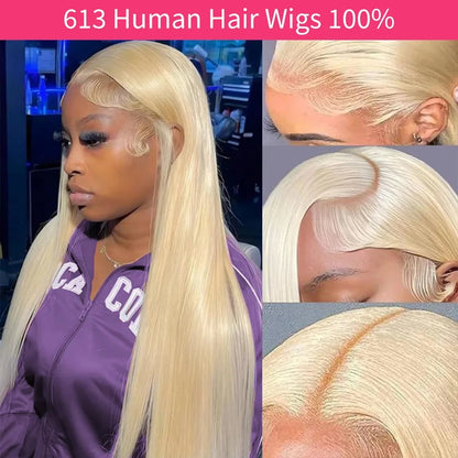 613 Hd Lace Frontal Wigs 13X6 Lace Front Wigs Blonde Straight Human Hair Wigs 40 Inch 230 Density Brazilian Hair For Black Women Afybea GlowHair Store 1105053546