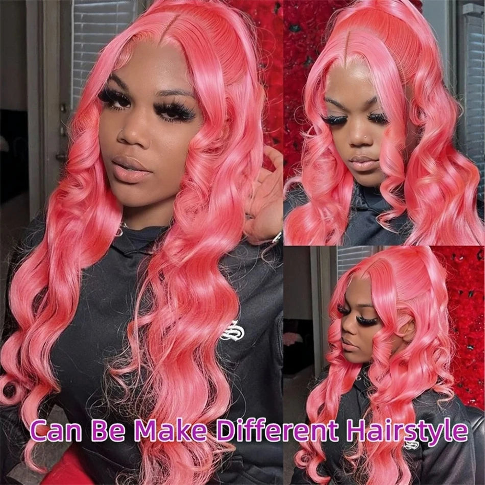 30 Inch Pink Lace Front Wig Human Hair 13x6 Water Wave Hd Lace Frontal Wig For Women Body Wave Brazilian Light Pink Colored Wigs HEYJU Hair US Store Store ID 1103597371