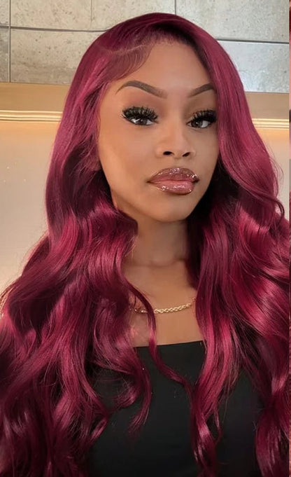 13x6 99J Burgundy Lace Front Wigs Human Hair Body Wave Transparent Lace Front Wig Human Hair Wine Red Pre Plucked With Baby Hair XCLS Beauty Hair Store Store ID 1104268357