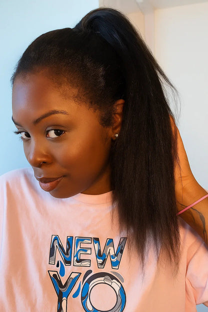 Yaki Kinky Straight 360 Full Lace Human Hair Wig with Hidden Strap Glueless Invisible Band Pre Plucked Natural Look QAANA Store Store ID 1105055089