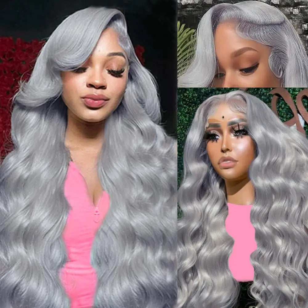 13x6 Silver Grey Body Wave Lace Front Human Hair Wigs Pre Plucked 613 HD Frontal Wigs Brazilian Cosplay Colored Human Hair Wig Fiquetel US Store Store no.: 1104072973
