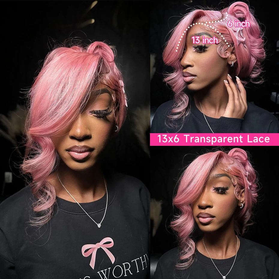 Bubblegum Pink Body Wave Colored HD Lace Frontal Wig 13x6 Brazilian Transparent 36 40 Inch Lace Front Human Hair Wigs For Women Verochic Wig Store 1103393254