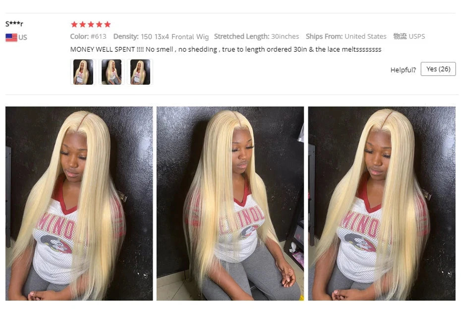 13x4 13x6 360 HD Transparent 613 Honey Blonde Color Lace Front Human Hair Wigs for Women Raw Brazilian Straight Lace Frontal Wig Hairsoboom Store 1103586186