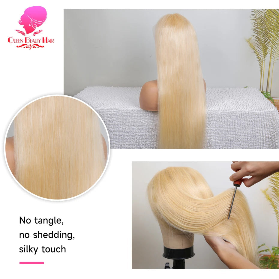 13x6 360 Lace Wig Human Hair Pre Plucked 613 Blonde Colored Lace Front Wigs Bone Straight Ponytail Human Hair Lace Frontal Wig XINXIYA WIG US Store Store ID 1103576649