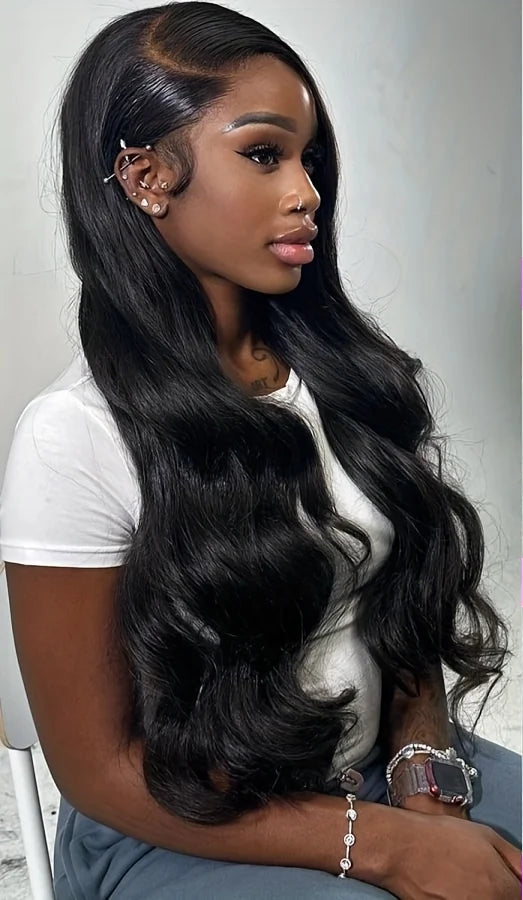 Natural Black 180 Density 13x6 Body Wave Brazilian Virgin Hair HD Transparent Lace wig Frontal Wig Pre plucked Wig For Women Wig Queen US Store Store ID 1103587128