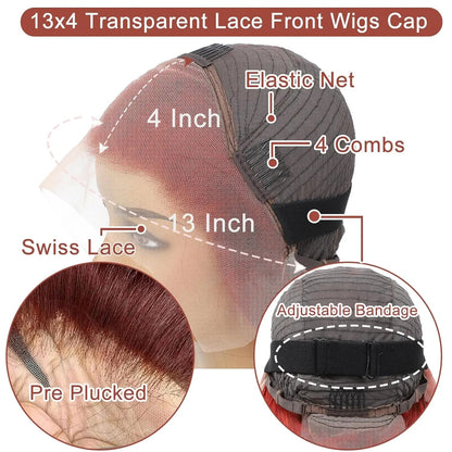 HD Reddish Brown Straight Lace Front Wigs Human Hair Lace Frontal Wig Brazilian Preplucked 13x4 Dark Red Brown Full Wig Wig Queen US Store Store ID 1103587128
