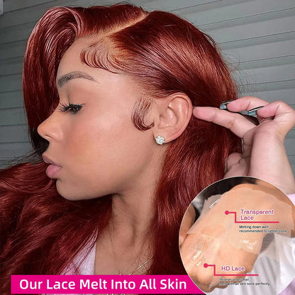 HD Reddish Brown Straight Lace Front Wigs Human Hair Lace Frontal Wig Brazilian Preplucked 13x4 Dark Red Brown Full Wig Wig Queen US Store Store ID 1103587128