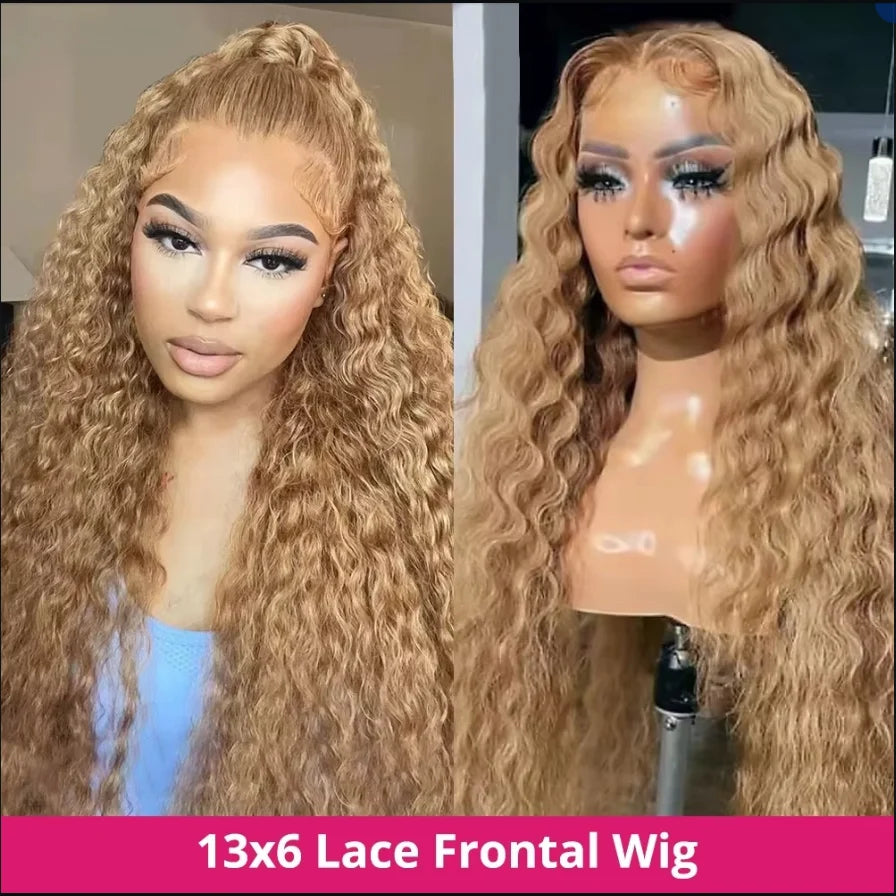 13x6 Deep Wave Lace Front Wigs Human Hair Honey Blonde HD Transparent Lace Frontal Wigs Human Hair #27 Curly Wigs Human Hair Wig HairStar Wigs