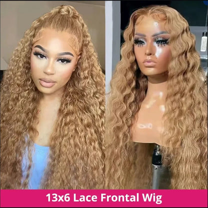 13x6 Deep Wave Lace Front Wigs Human Hair Honey Blonde HD Transparent Lace Frontal Wigs Human Hair #27 Curly Wigs Human Hair Wig HairStar Wigs