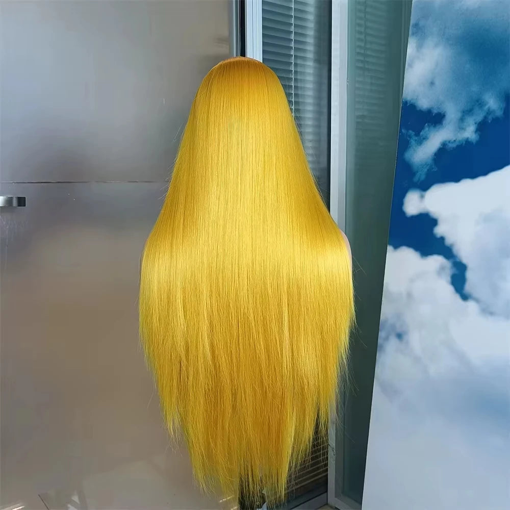 300 Density Yellow Straight Human Hair Wig 13x4 Transparent Lace Frontal Wig 100% Human Hair Pre Plucked Brazilian Virgin Hair YNiSew Hair Store Store ID 1104160390