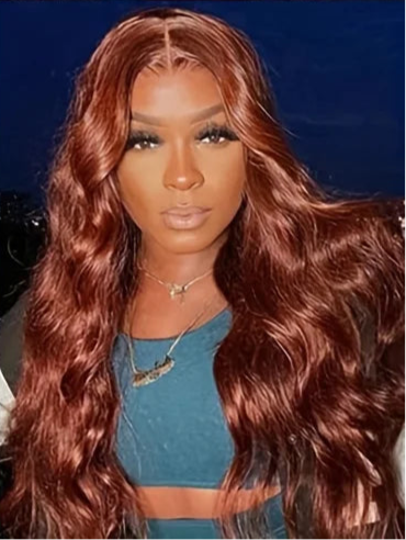 Body Wave Reddish Brown 200% Density 13x6 Frontal Wig Brazilian Virgin Hair HD Transparent Lace wig Pre plucked Hair Front Wig Wig Queen US Store Store ID 1103587128