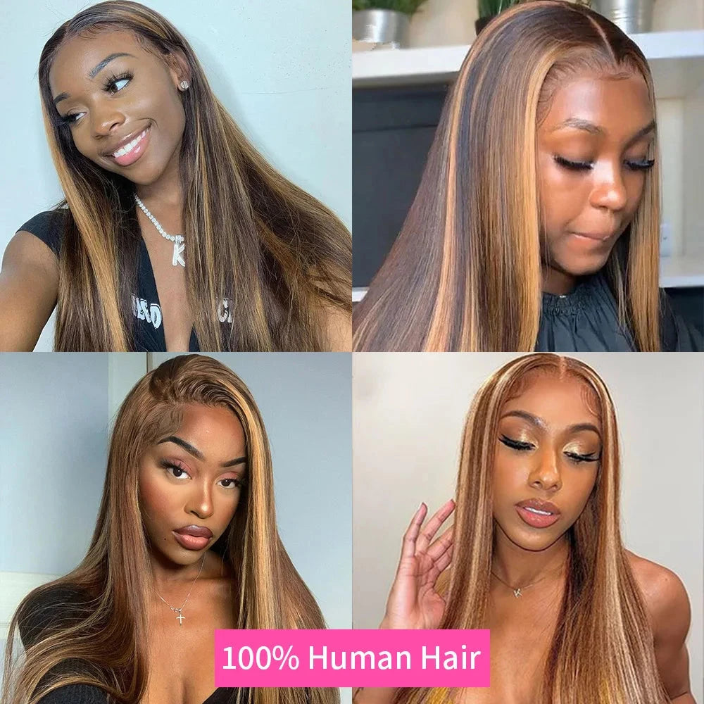 Highlight Wig 13x6 Hd Lace Frontal Wig Natural Hairline PrePlucked 30 Inch 13x4 Honey Blonde Straight Lace Front Wigs Human Hair Lafino Beauty Hair US Store Store ID 1103585107