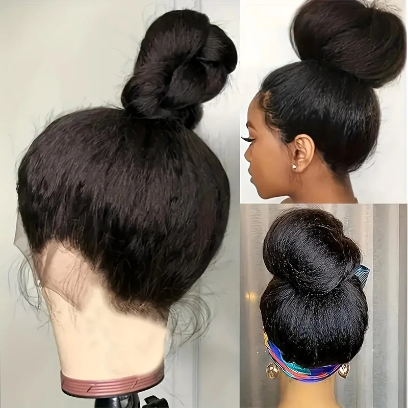 Yaki Kinky Straight 360 Full Lace Human Hair Wig with Hidden Strap Glueless Invisible Band Pre Plucked Natural Look QAANA Store Store ID 1105055089