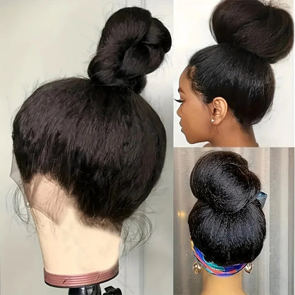 Yaki Kinky Straight 360 Full Lace Human Hair Wig with Hidden Strap Glueless Invisible Band Pre Plucked Natural Look QAANA Store Store ID 1105055089