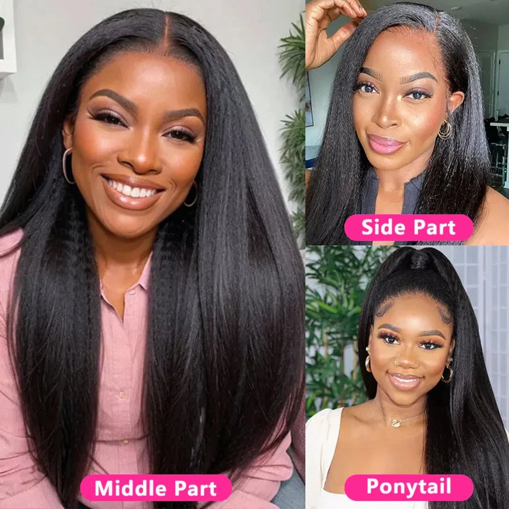 250% 30 36inch 360 HD Lace Frontal Wigs Human Hair Pre Plucked Kinky Straight Wigs for Black Women Yaki Straight High Ponytail CEXXY Hair Oversea Store Store ID 1103580741