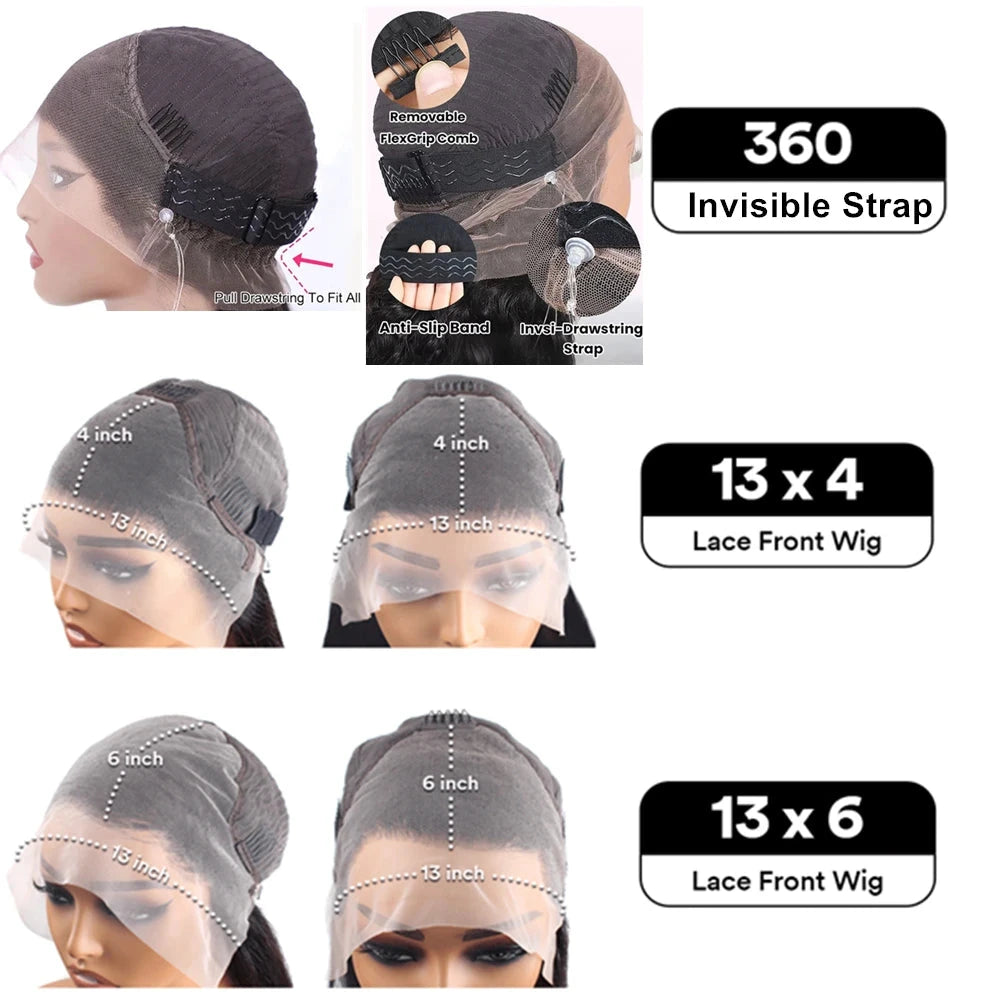 Curly Highlight Wig Human Hair HD Invisi-Strap 360 Full Lace Wig Pre Plucked 13x4 13x6  Deep Wave Lace Frontal Wigs For Women Finros Wig Store 1103412007