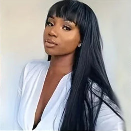 Human Hair Wigs With Bangs 3x1 Middle Part Straight Wig 34 Inch Brazilian Human Hair Lace Wig Straight Hair with Bangs for Women HairStar Wigs