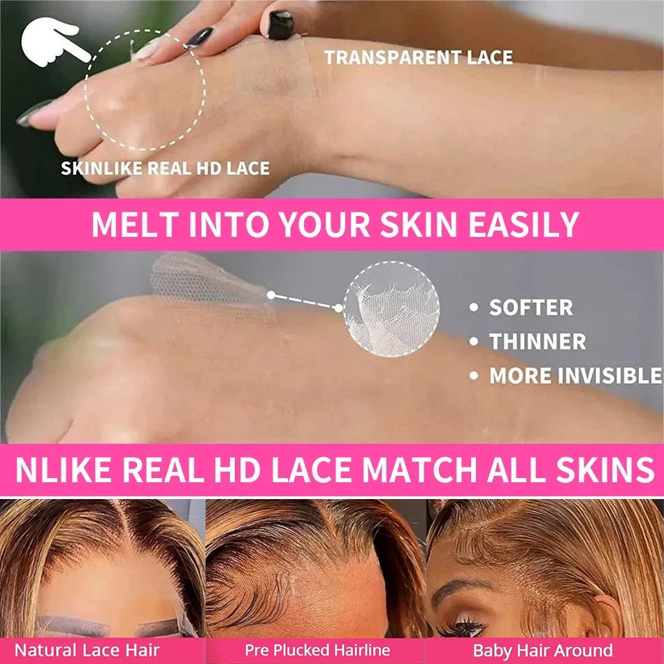 13x4 Highlight Wig Curly Human Hair Wig Honey Blonde Lace Front Wigs For Black Women Ombre Colored 13x6 Deep Wave HD Frontal Wig Hairvev US Store Store Store ID 1104092759