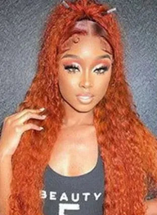 Deep Wave Human Hair Wig Ginger Orange 13X6 Hd Lace Frontal Wigs 13X4 Human Hair 250 Density Colored Preplucked Water Wave Wigs HairStar Wigs