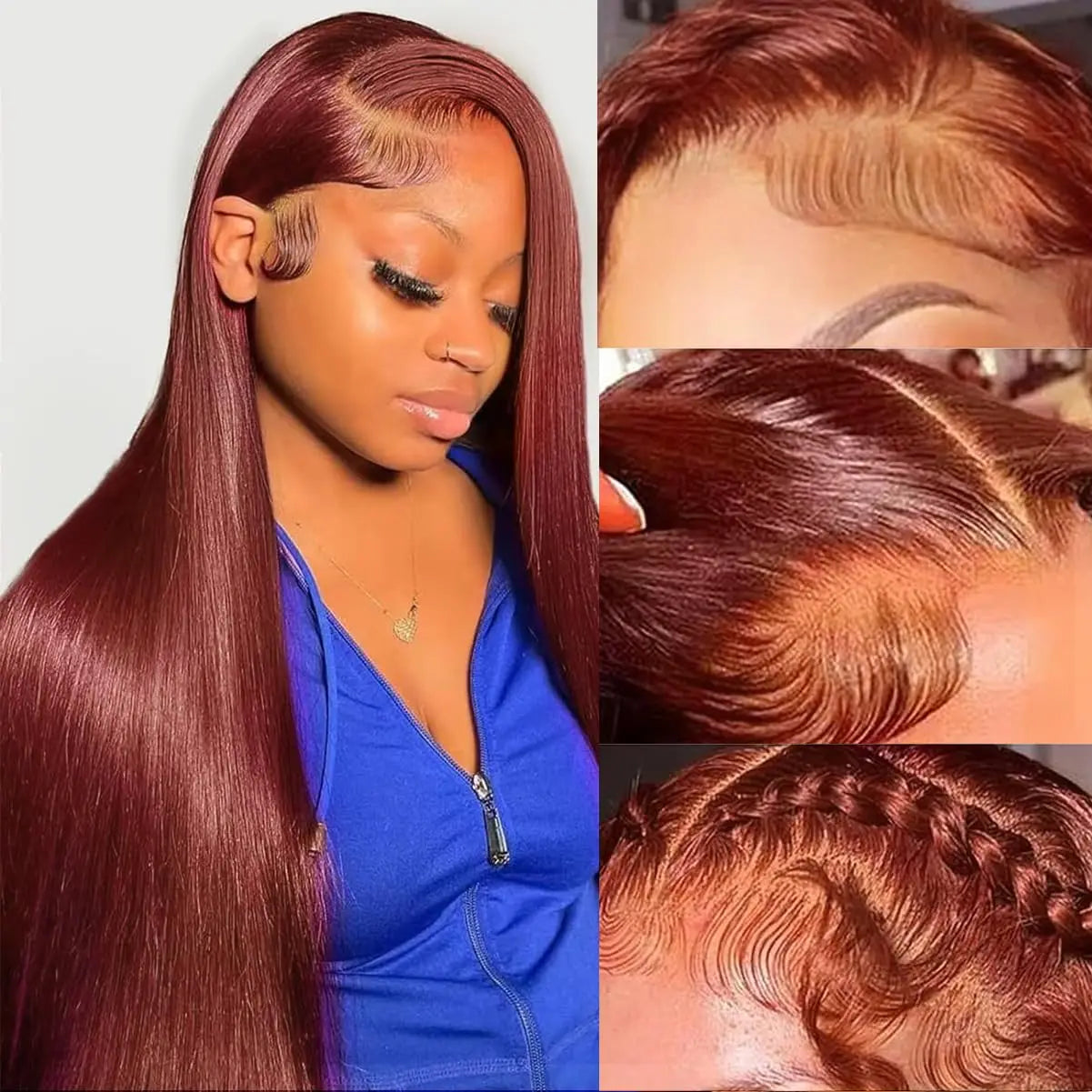 HD Reddish Brown Straight Lace Front Wigs Human Hair Lace Frontal Wig Brazilian Preplucked 13x4 Dark Red Brown Full Wig Wig Queen US Store Store ID 1103587128